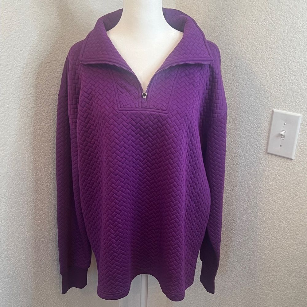 Vibrant bcg Purple Quilted Half-Zip Pullover
